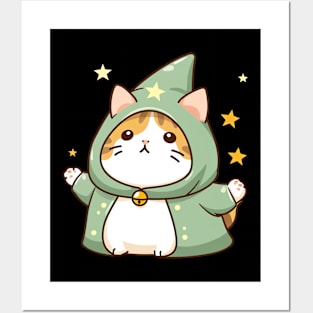 Cat Magician Kawaii Kitten Feline Magic Posters and Art